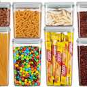 Ankou Food Storage Containers Pop Airtight Food Storage Containers with Lids for Kitchen Pantry Organizing Cereal Snack Flour Sugar Coffee Spaghetti Stackable - 8 Pcs (1.2, 2.0, 2.7, 3.3qt)*2