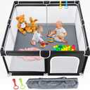 TODALE Baby Playpen for Toddler, Large Baby Playard, Indoor & Outdoor Kids Activity Center with Anti-Slip Base, Sturdy Safety Play Yard with Soft Breathable Mesh, Playpen for Babies(Black,5050) (50x50x27 Inch (Pack of 1))