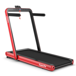 SuperFit 4.75HP 2 In 1 Folding Treadmill W/Remote APP Control Red