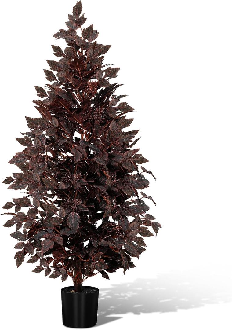 Giegxin 1 Pack 4ft Spring Artificial Tree, Faux Cimicifuga Tree, Artificial Plum Cimicifuga Stems Seeded Plants, Weather Resistant Spring Plant Decor for Porch, Mantel, Outdoor, Indoor