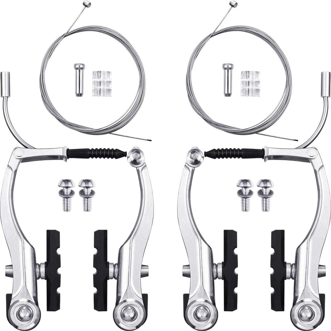 Universal Mountain Bike Brakes Set - 2 Pairs, Replacement for Most Bicycles, Includes 2 Pieces Brake Cables, Gear Shift Cable Wire, End Caps, End Ferrules