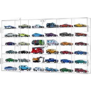 Display Case for Hot Wheels - Acrylic Showcase & Storage Organizer - No Assembly Required for Matchbox, Collectible Cars - Dust-Proof for 1/64 Scale Model Vehicles