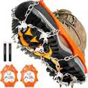 Crampons Ice Cleats Traction Snow Grips for Boots Shoes Women Men Anti Slip 19 Stainless Steel Spikes Safe Protect for Hiking Fishing Walking Climbing Mountaineering (Medium)