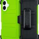 Saiboro for Defender Phone Case iPhone 16 Case with Belt Clip,for Shockproof iPhone16 Rugged,2 Layers of Sturdy for PhoneCase Heavy Duty,Military-Grade for iPhone 16 Phone Case Green