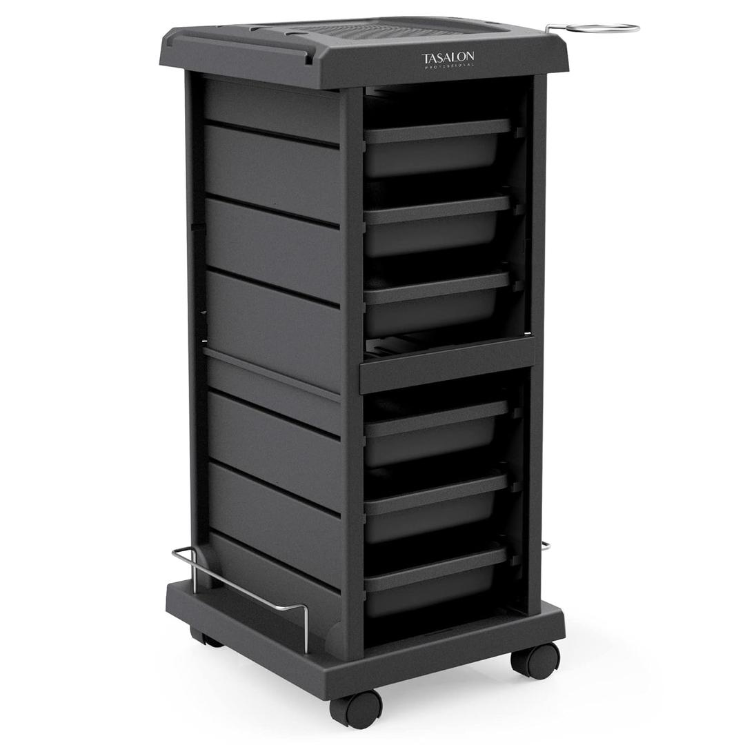 TASALON Salon Trolley - Space Saving Rolling Cart for Extra Storage - 6-Tray Multipurpose Salon Cart - Tattoo Tray (Black) TASALON Salon Trolley - Space Saving Rolling Cart for Extra Storage - 6-Tray Multipurpose Salon Cart - Tattoo Tray (Black)