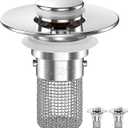 Sink Stopper Hair Catcher, Pop-up Sink Drain Strainer with Removable Stainless Steel Strainer Basket Hair Catcher, Bathroom Sink Strainer for Bathroom Sink Stopper Replacement (2PCS)