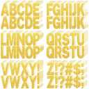 24 Sheets Gold Letter Stickers 256Pcs 2.5 Inch Large Glitter Alphabet Stickers Vinyl Self Adhesive Kit Big Font Stick on Letters Peel and Stick for Bulletin Poster Board Mailbox Crafts (Gold)