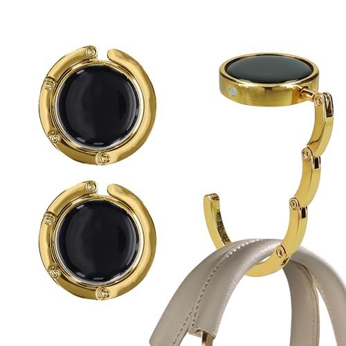 kwmobile Purse Hook for Table - Set of 2 Purse Holder - Folding Handbag Hanger - Portable Bag Holder - Bag Hooks for Desk - Table Hook Gold