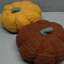 Kajaia 2 Pieces Simulated Pumpkin Plush Pillow 11 x 9.5 Inch 3D Thanksgiving Cushion Pillow Fall Decorations Toy Pillows for Thanksgiving Christmas Bedroom Sofa Couch Supplies (Yellow, Brown)