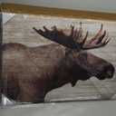 Wildlife Painting Wood Wall Art: Majestic Moose Artwork Pictures Framed Prints on Wooden Panel for Bedroom (36”W x 24''H, Multi-Sized/Material)