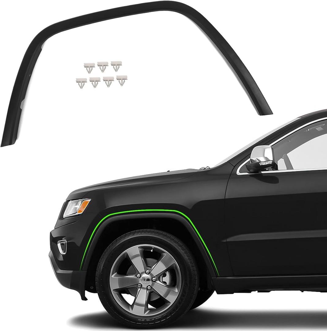 JOLONG Front Left Fender Flare for Jeep Grand Cherokee 2011-2016 LH Wheel Arch Trim molding Textured Black Driver Side 1 pcs Replacemnet for Fender Cover CH1290106 1MP39RXFAE
