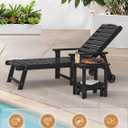 LUE BONA Outdoor Side Table, 2-Tier HDPS Outdoor Nesting End Table with Removable Small Foot Stool for Patio, Deck, Poolside, Low Maintenance & Weather Resistant,Black