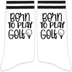 Novelty Socks for Golf Lovers, Golfers Men & Women - Born To Play Golf - Gifts for Birthday, Christmas, Father's Day, Mother's Day, etc.(112)