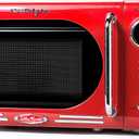 Nostalgia Retro Compact Countertop Microwave Oven - 0.7 Cu. Ft. - 700-Watts with LED Digital Display - Child Lock - Easy Clean Interior - Red