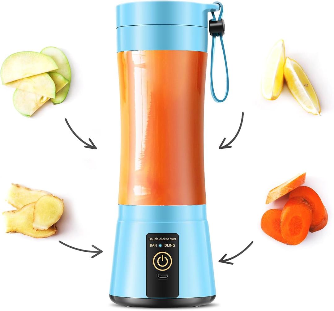 Portable Blender for Smoothies & Shakes - Cordless Personal Size Mini Blender with BAP Free Juice Cup, USB Rechargeable Suit for Sports/Picnic, 380 Ml