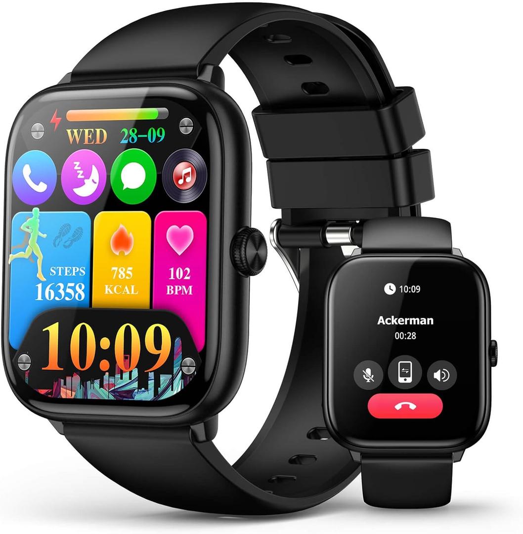 Smart Watches for Men with Bluetooth Call, 2.06" AMOLED Fitness Tracker with 118 Sports Modes, Blood Pressure/Heart Rate/Sleep/Blood Oxygen Monitor, IP68 Waterproof, Compatible with Android and iPhone