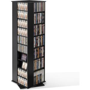 VEVOR Media Storage Cabinet, CD Rack Tower, 34 Compartments Rotating Media Tower Rack for CDs, DVDs, Books and Game Discs, DVD Stand for Living Room, Home Office and Recording Room, Black
