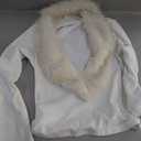 SweatyRocks Women's Faux Fur Deep V Neck Crop T Shirts Casual Long Sleeve Fitted Going Out Tees, L