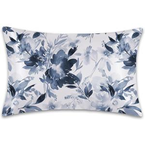 1 Pack Satin Pillowcase for Hair and Skin Watercolor Flowers Blue Floral Imitation Silk Pillowcase 20" x 26" with Hidden Zipper Soft Smooth Cooling Pillow Cover Standard Size for Bedroom Sofa