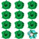 Yilloog 12 Pack Rose Hair Clip Flower 2.8'' Hairpin Floral Brooch Floral Hairclips Mexican Flowers Hairpin Party Supplies for Women Rose Hair Accessories Wedding Pack(Green)
