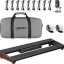 LEKATO Guitar Pedal Board, Pedal Board with Built-in Power Supply, 15.5x5.1x1.6" 1.3LB, Aluminum Alloy Powered Pedal Board with Pedal Cables, Bag, Adhesive Hookside Tape
