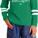 Kids St Patrick's Day Shirt Girls Boys Lucky Irish Shamrock Shirts Saint Patricks Day Long Sleeve Tops (Green)