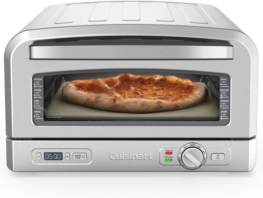 Cuisinart Indoor Pizza Oven  Versatile Temp range reaches 700F  Bake 12 Pizzas in Minutes  Portable Countertop Pizza Oven  Stainless Steel  CPZ-120