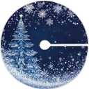 Blue Christmas Tree Skirt 48 inch Decorations Sliver Snowflake Winter Xmas Tree Mat Large for Holiday Party Supplies Rustic Ornaments Mini Tree Skirt