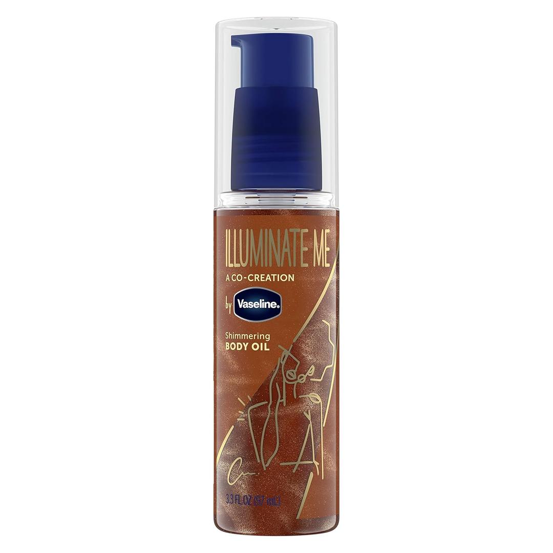 Vaseline Illuminate Me Shimmering Body Oil Created for Melanin Rich Skin, Illuminates Skin with Finishing Touch of Shimmer for Glowing Skin 3.3 oz (3.3 Fl Oz (Pack of 1))