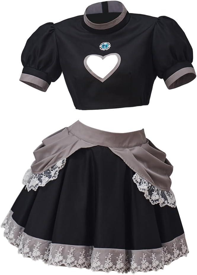 Willyacos Bowsette Cosplay Dress Sexy Black Short Princess Bowsette Cosplay Costume Dress Tops Skirts Outfit for Adult Women, 2XL