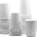 GUSTO White Paper Cups [8 oz - 100 Count] Disposable Coffee Cup for Hot Drinks  Sturdy & Eco-Friendly  Paper Cups for Tea, Cocoa & More  (Formerly Comfy Package)
