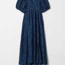SHINNYVERSE Long Puff Sleeve Maxi Dress in navy blue Small