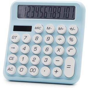 OFFIDIX Calculator 12 Digit Large LCD Display,Basic Desktop Big Button Calculator,Dual Power Solar Calculator for Office,School,Home(Blue)