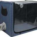 Pet Atomization Nest,Cat and Dog Atomization Box Oxygen Inhalation Machine Dedicated Folding Atomization Box,Small Pet Oxygen Inhalation Box ICU Cage-Grey 24 in,7ecr8-001