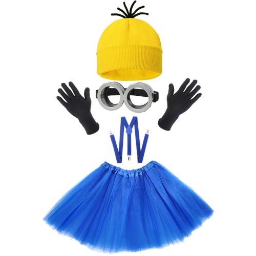 LASPOR Halloween Cosplay Costume Accessories Adults Beanie Hats/Goggles Glasses/Gloves/Suspenders for Men Women Party Set