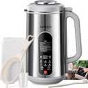 8 in 1 Nut Milk Maker, 42oz Homemade Almond, Oat, Coconut, Plant Based Milks and Non Dairy Beverages, Stainless Steel Automatic Soy Milk Machine with Delay Start/Keep Warm/Boil Water, Silver