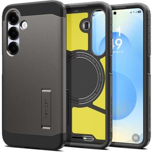 Spigen Tough Armor (Ai) MagFit Designed for Galaxy S25 Case [Kickstand] [Fast Wireless Charging] (2025) - Gunmetal