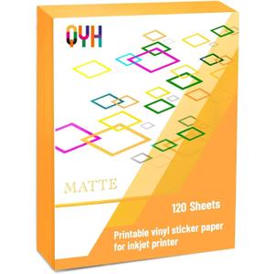 QYH Premium Matte Printable Vinyl Sticker Paper 120 Sheets 8.5"x11" White - Waterproof, Residue-Free, Compatible with Inkjet/Laser & Cricut/Silhouette - Ideal for Small Business, DIY Custom Stickers