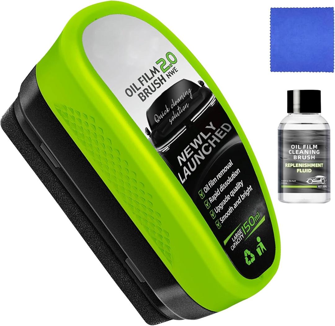 Kubot 1 Set Oil-Free Car Glass Brushes, Upgrade 2.0 Clear Vision Glass Cleaner, Oil Film Cleaning Brush for Automotive Windows, Clearvision Cars Windshield Cleaner Tool, Universal Cleaning Wipe Board