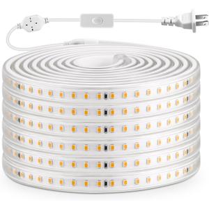Outdoor LED Strip Lights Waterproof, AC 110V, 1200LEDs, 6500k LED Rope Bright Lights for Garden, Patio, Indoor Under Cabinet Home Christmas Decoration