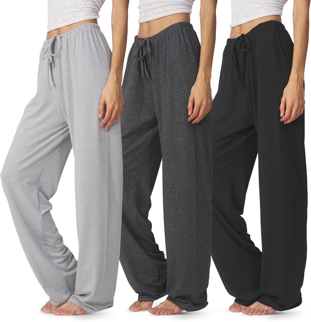Ultra Performance Womens Pajama PJ Pants 2 Pack Lounge Bottoms Pajamas for Women (Avail in Plus Sizes) (X-Large, Black / Charcoal)