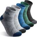 innotree Merino Wool Hiking Socks for Men,Quarter Ankle Compression Thick Cushion Breathable Anti Odor Socks, 5 Pairs, X Large