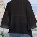 Women's Short Cardigan Bolero Shrug Sheer Tie Front Top 3/4 Sleeve Jacket for Dress 2026 (Black, S)