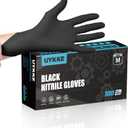 Nitrile Gloves HEAVY DUTY 7 Mil Disposable Gloves Black Nitrile Gloves Latex Free Cleaning Cooking Mechanic Gloves (Medium)