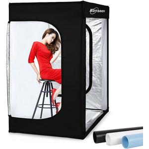 Professional Photo Light Box Large LED Dimmable Shooting Tent 47x39x78inch Photography Studio Continuous Lighting Cube Softbox Tents for Portrait Furniture Clothing Photography with 3 Colors Backdrops