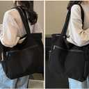 PANYUYI Women Corduroy Tote Bag Large Shoulder Bag Work Laptop Large Handbags Purse for Travel School Work Shopping Vacation (Black)