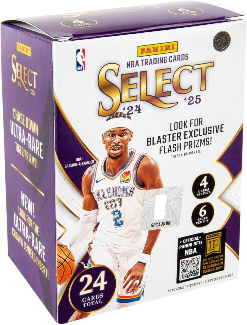 202425 Panini Select Basketball Blaster Box Official NBA Trading Cards Retail Exclusive Parallels, Inserts & Rookie Cards Sealed Box
