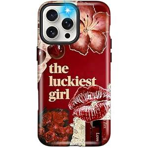 Girls Cute Case for iPhone 16 Pro, Luckiest Girl Women Phone Cases | Dual-Layer Shockproof Protection