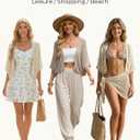 GRACE KARIN Womens Summer Crochet Cardigans, Short Sleeve Cropped Bolero Shrug, Lightweight Open Front Sweater Outwear (Beige, XL)