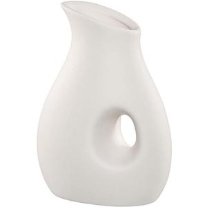 White Ceramic Vase Nordic Minimalism Style Modern Vases Matte Design Decorative Artificial Flowers Vases Vase Pot for Kitchen, Office Decor or Living Room Table Home Small Decorations, 5.9 Inch